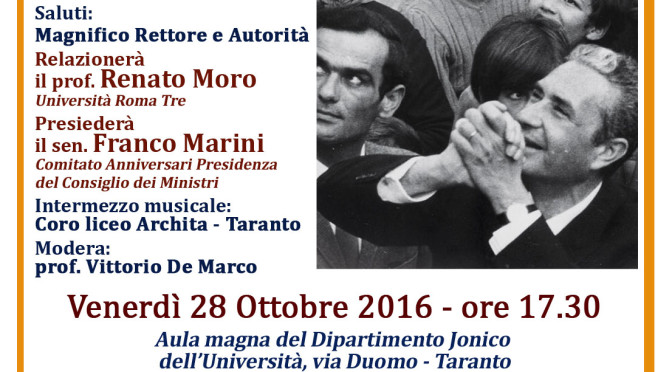Convegno su “La giovinezza di Aldo Moro: i suoi anni a Taranto”